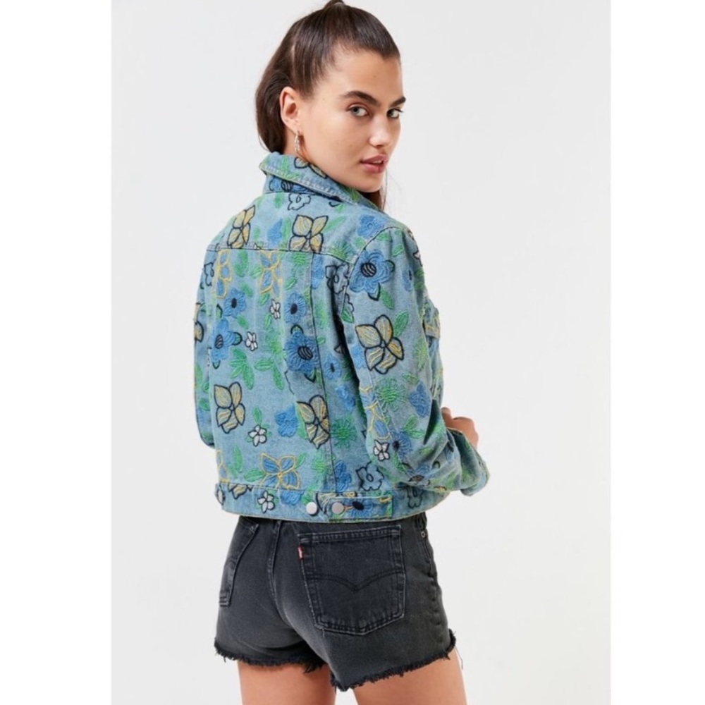 Urban Outfitters Embroidered Trucker Jean Jacket